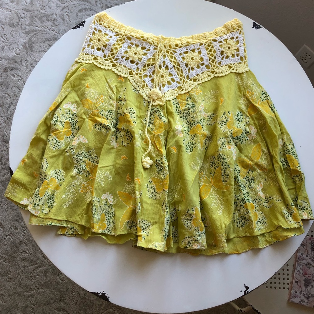 High Waisted Skirt with Crochet Detail